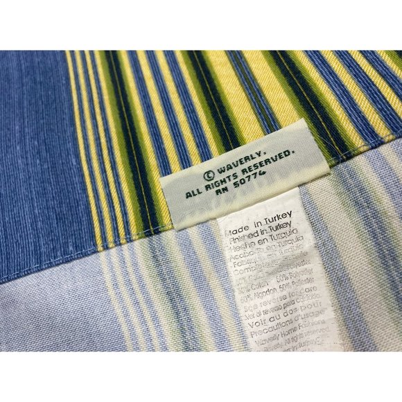 2 Discontinued Waverly Yacht Club Stripe Curtains Panels Tab Top Drapes Rare 61" - Picture 8 of 9